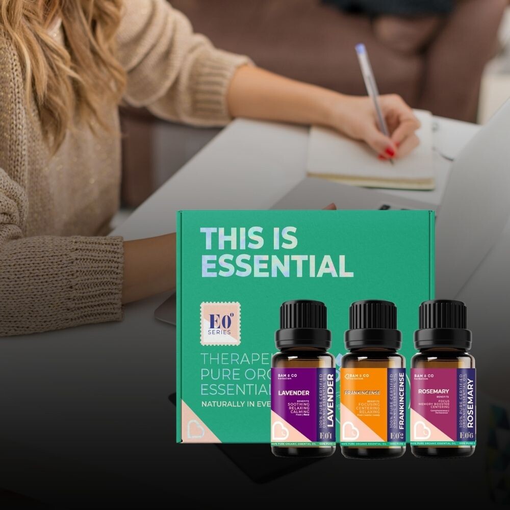 BAM & CO Brain Power Booster Kit Organic Essential Oil – 3 Types of Oil 5ml / 10ml